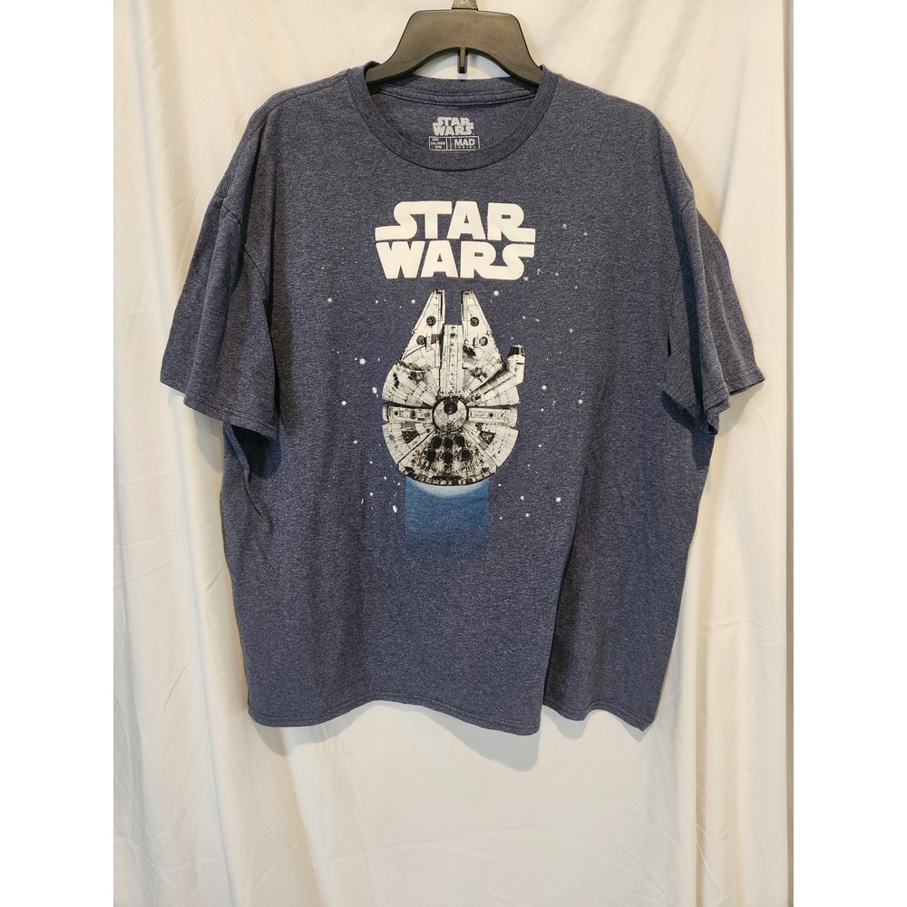 Star Wars Millennium Falcon Graphic T-Shirt Mad Engine Heather Blue Mens 2XL